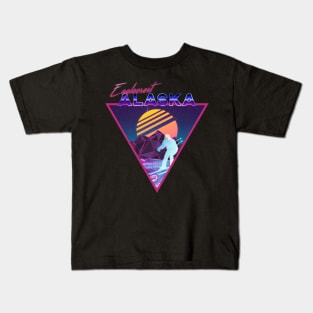 Retro Vaporwave Ski Mountain | Eaglecrest Alaska | Shirts, Stickers, and More! Kids T-Shirt